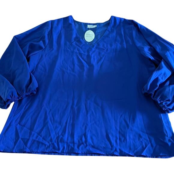 Qearal Royal Blue Pullover Blouse with V-neck and Long Sleeves Woman's Size XL - Picture 4 of 10